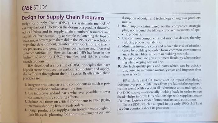 please respond to questions 2,3 Design for Supply Chain Programs_ disruption of