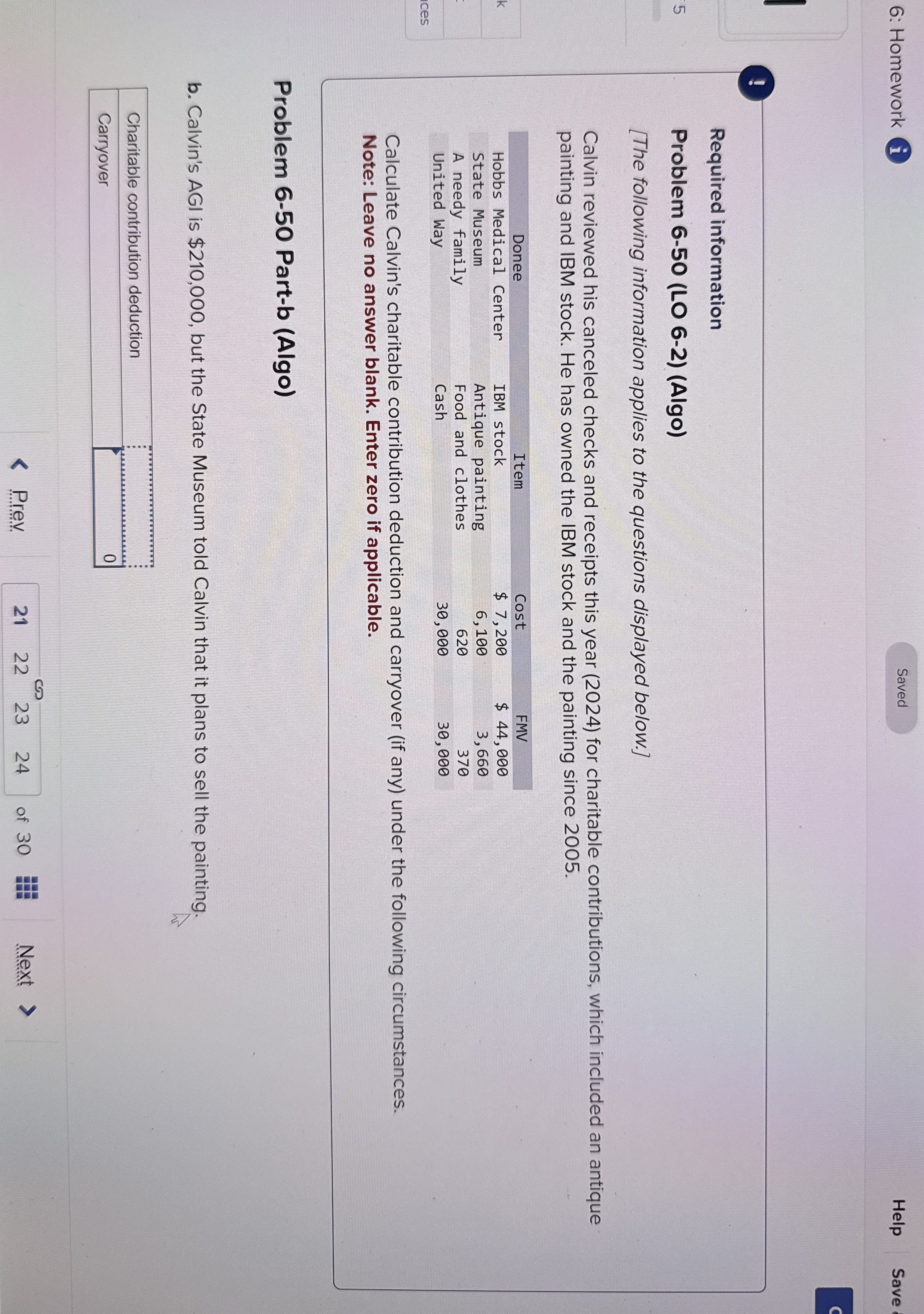  Required information Problem 6-50(LO 6-2)(Algo) [The following information applies to the