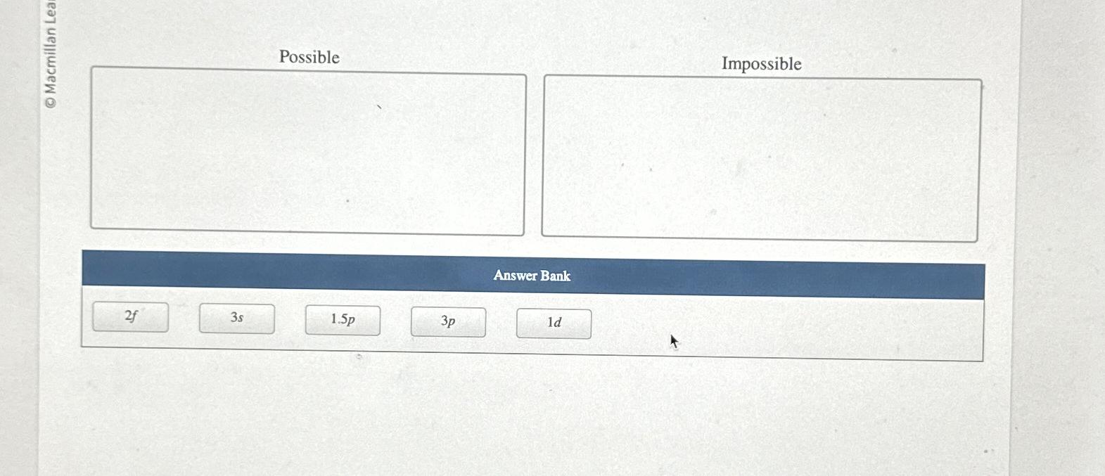 Impossible Answer Bank 3s 3p 