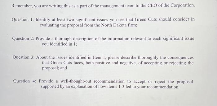 faces, both positive and negative, of accepting or rejecting the proposal; and