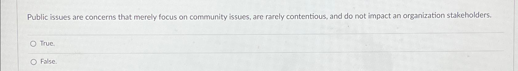 Public issues are concerns that merely focus on community issues, are