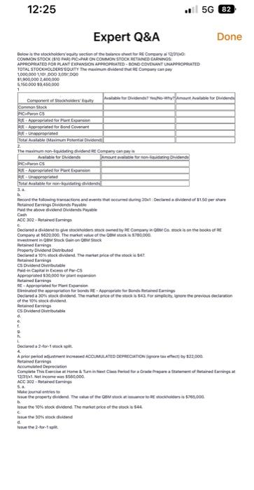 Can you do Part D? "Issue 2 for 1 Stock Split"and please