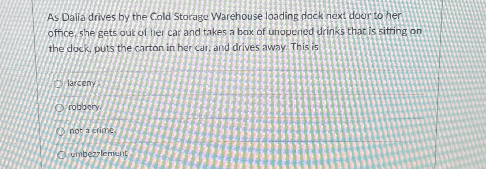  As Dalia drives by the Cold Storage Warehouse loading dock next