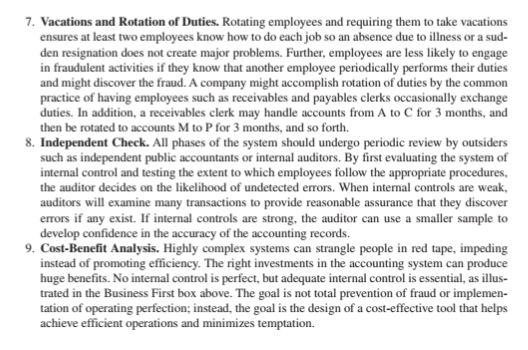 mind the size of the business, and do not suggest controls of