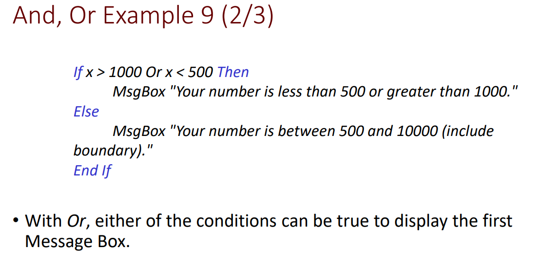 500 and 1000 or not based on user's input. - Note: Declare