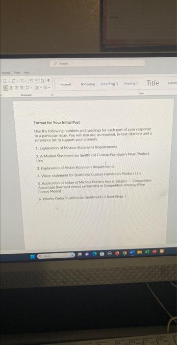  Format for Your Initial Post Use the following numbers and headines