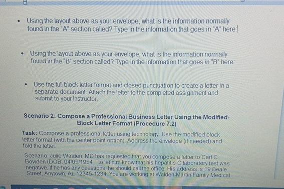  Using the layout above as your envelope, what is the information