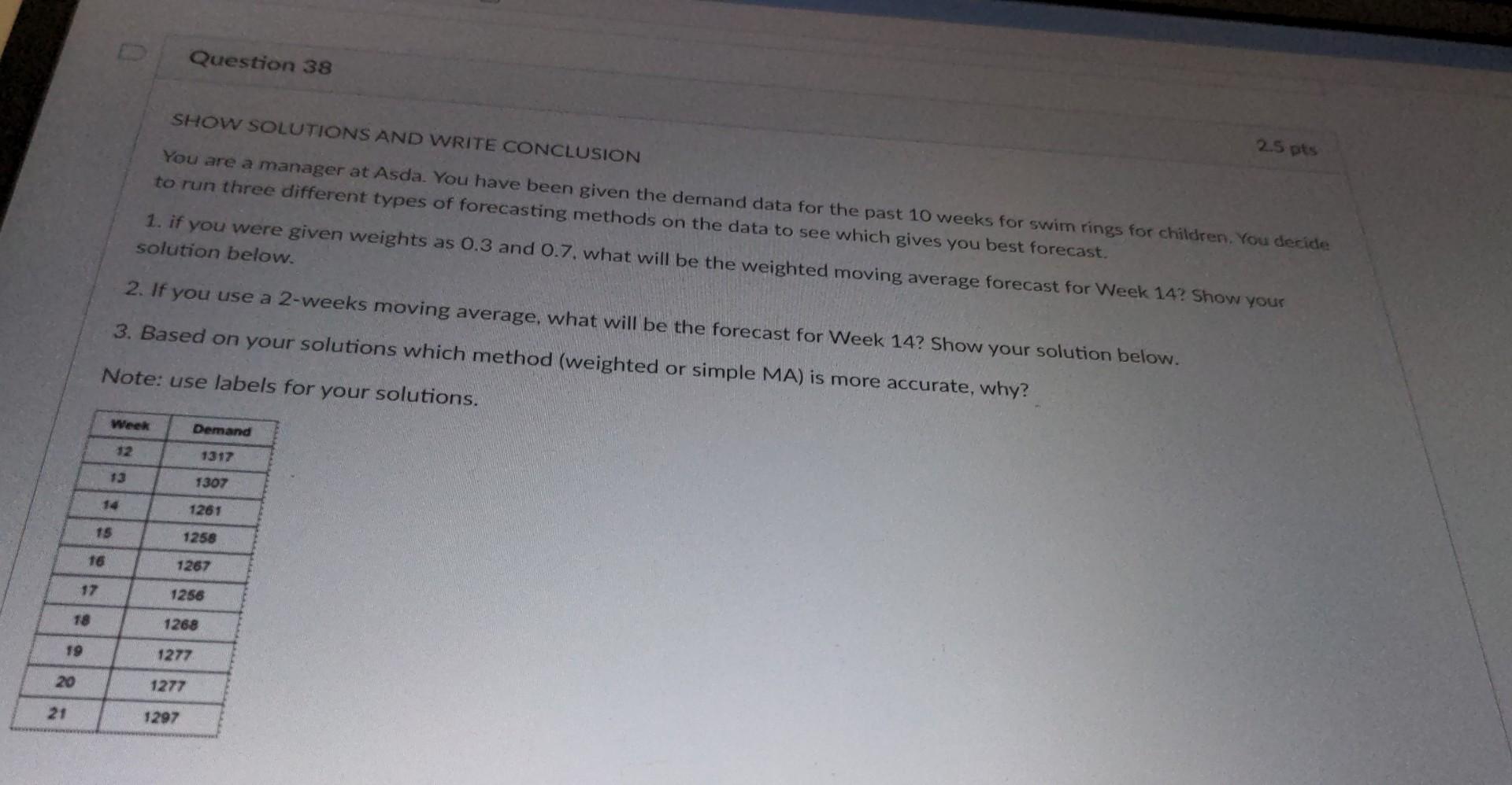 Make or Buy alternatives: Make: Annual fixed cost (rent + capital) is