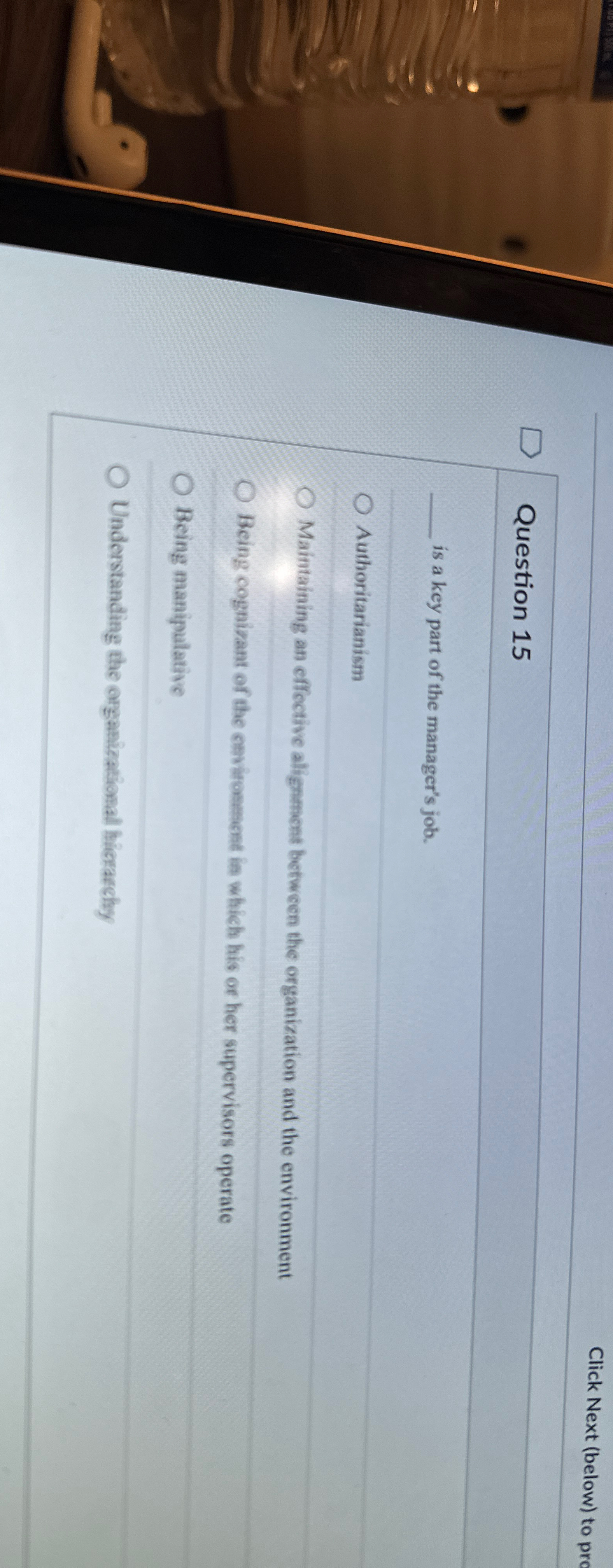  Click Next (below) to pro Question 15 q, is a key