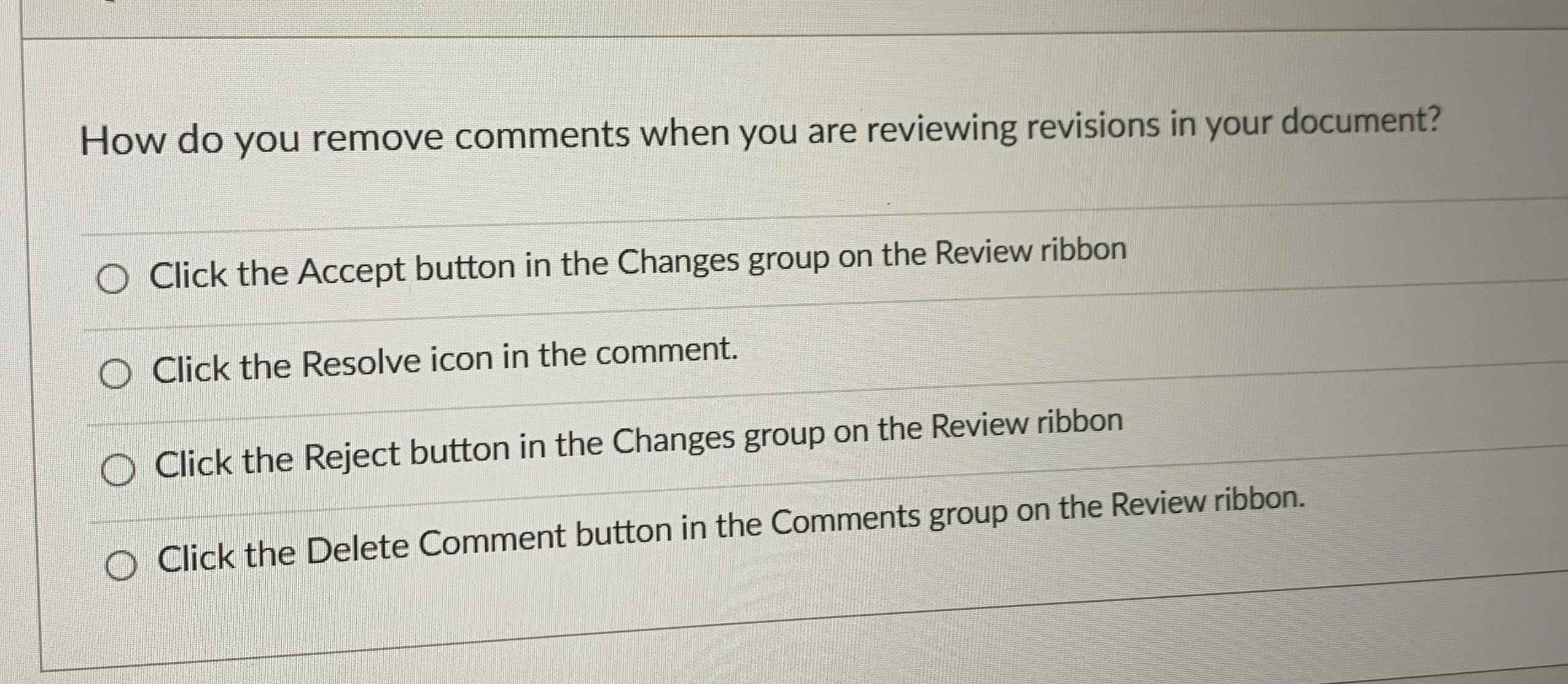  How do you remove comments when you are reviewing revisions in