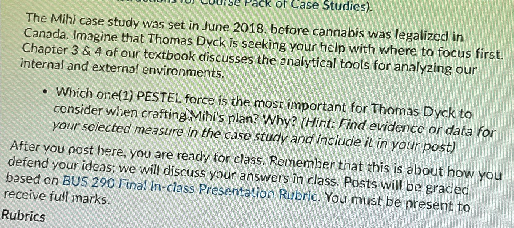  The Mihi case study was set in June 2018, before cannabis