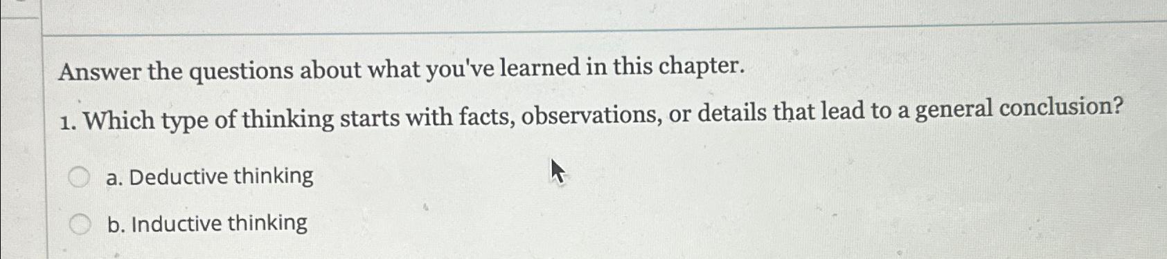  Answer the questions about what you've learned in this chapter. Which