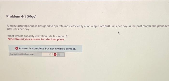  A manufacturing shop is designed to operate most efficiently at an