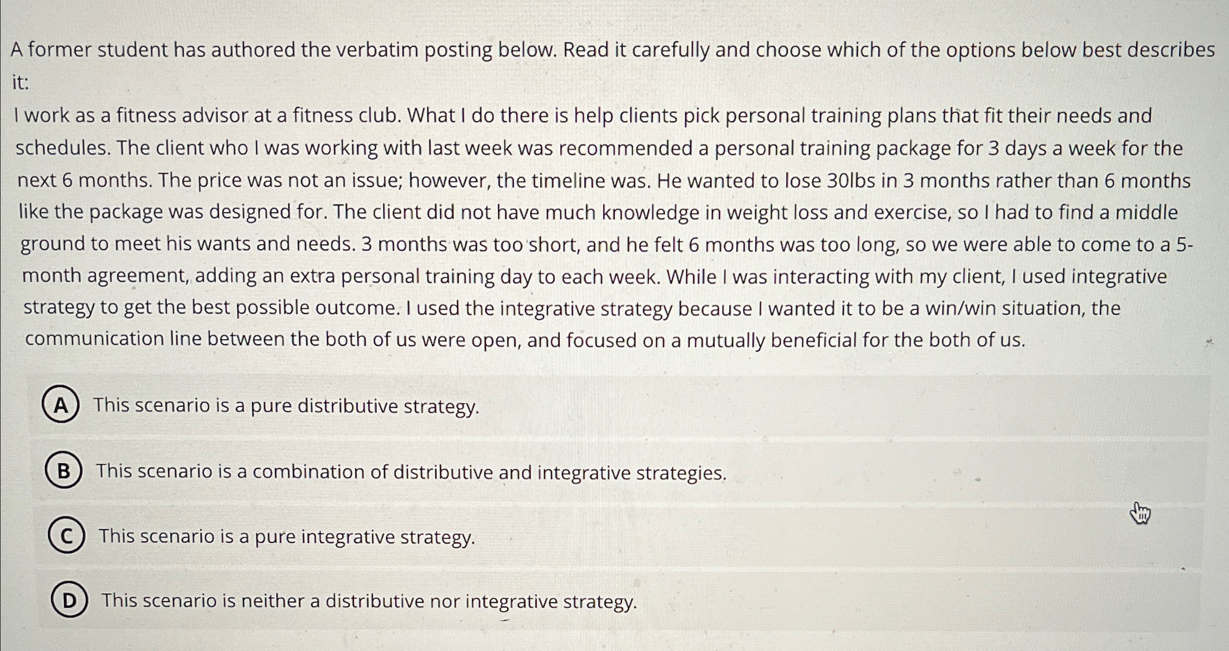  A former student has authored the verbatim posting below. Read it