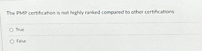  The PMP certification is not highly ranked compared to other certifications.