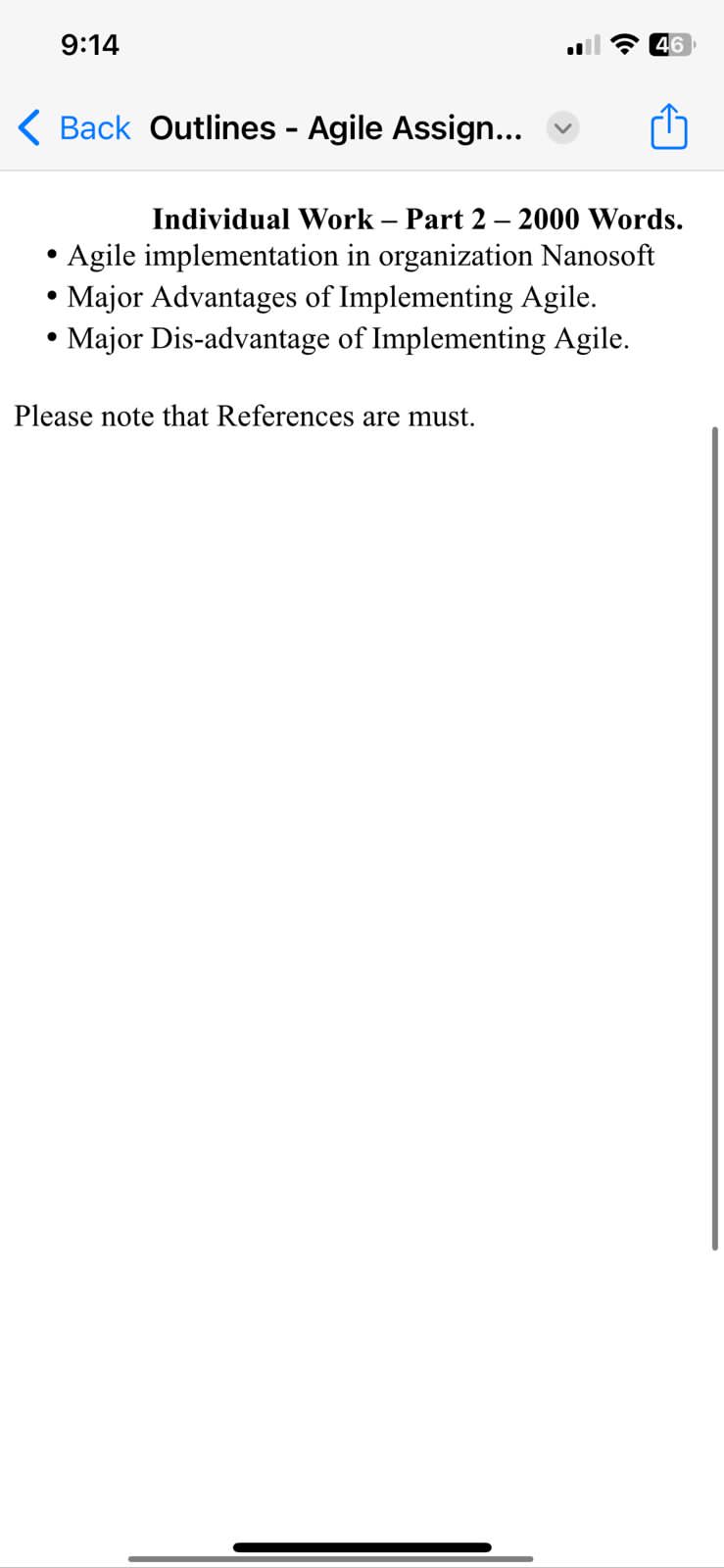 Individual Work - Part 22000 Words. - Agile implementation in organization