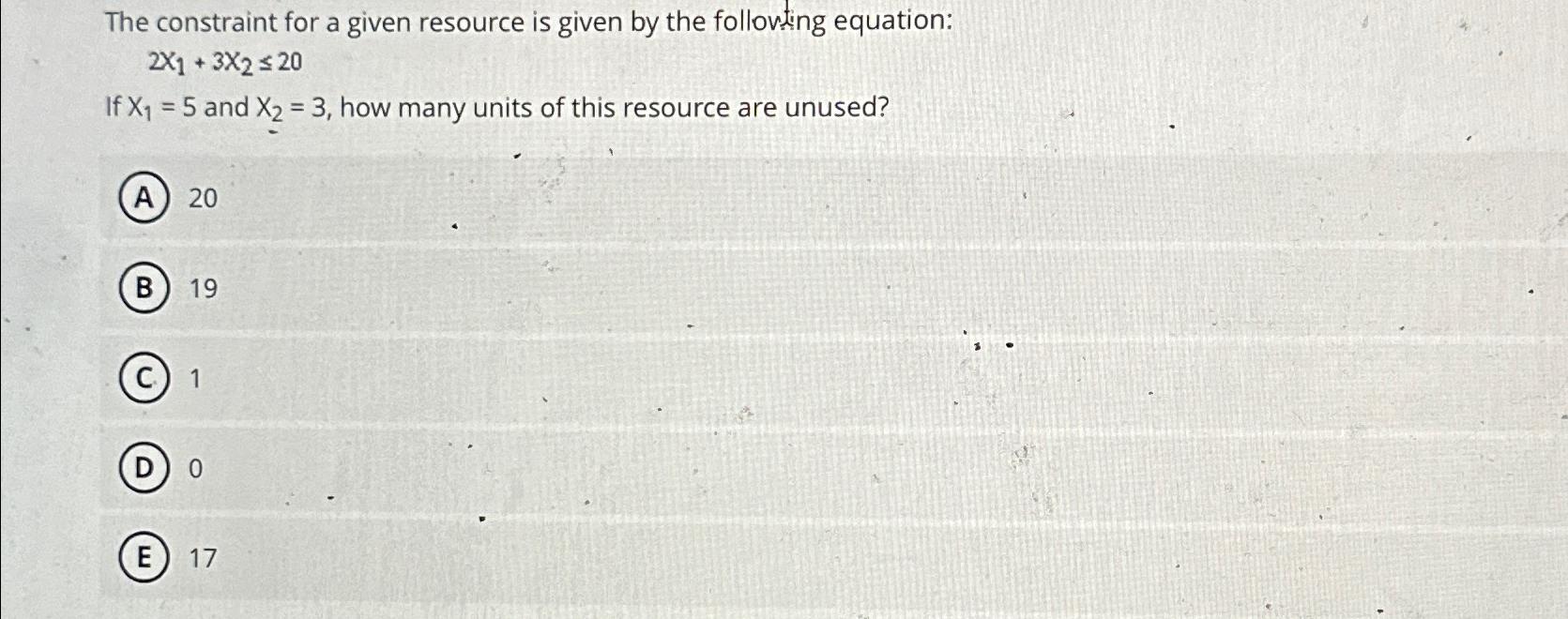  The constraint for a given resource is given by the following