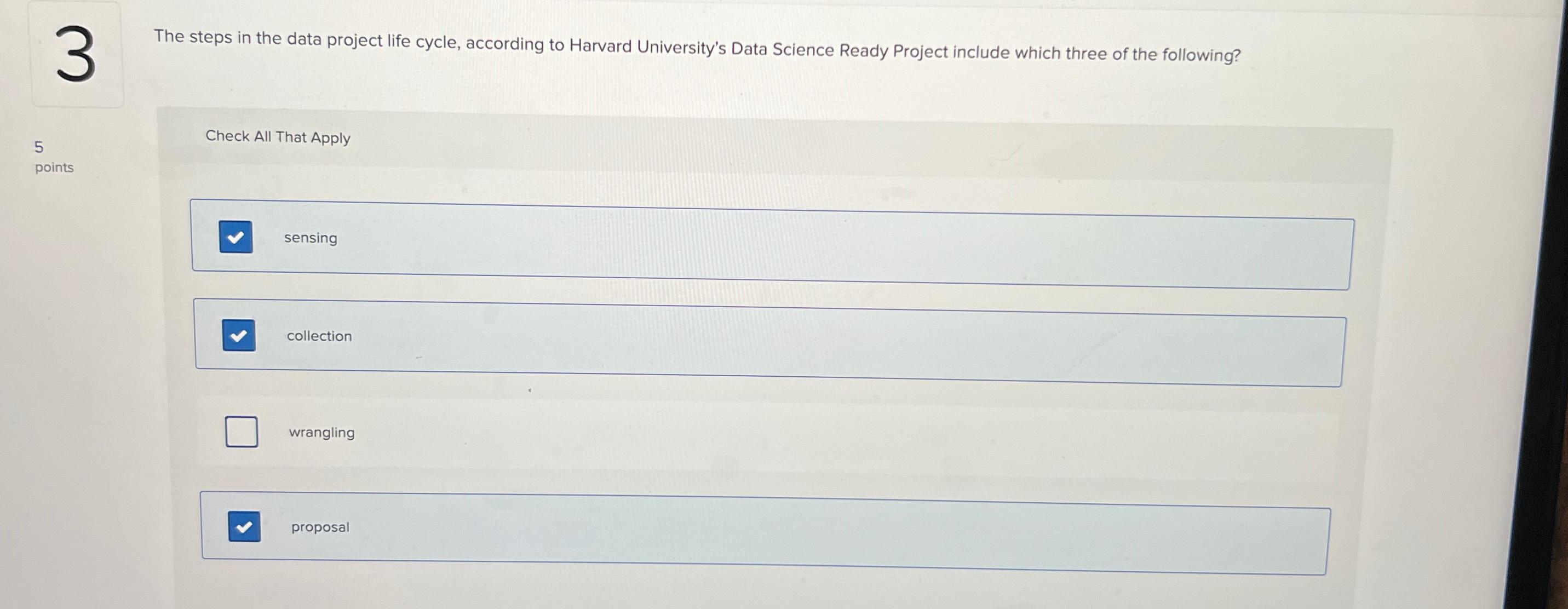 3 The steps in the data project life cycle, according to
