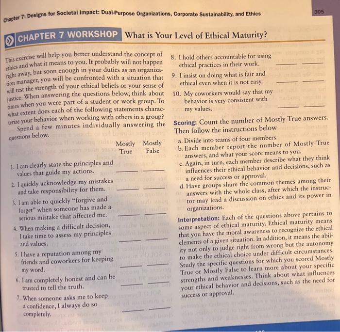 Answer the questions chapter 7: Designs for Societal Impact: Dual-Purpose Organizations, Corporate