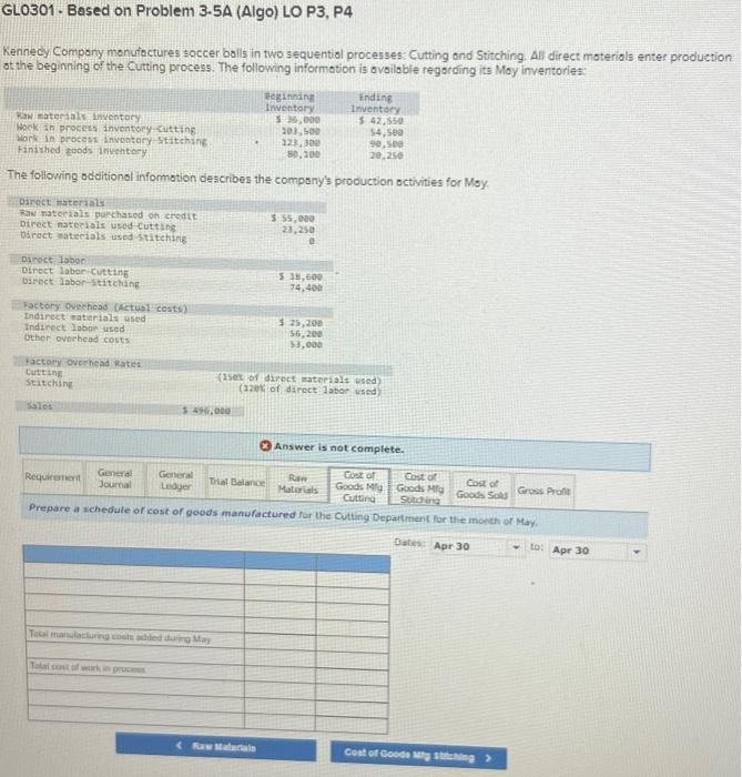 Journal tab - Journalize the transactions related to Kennedy Company's manufacturing of