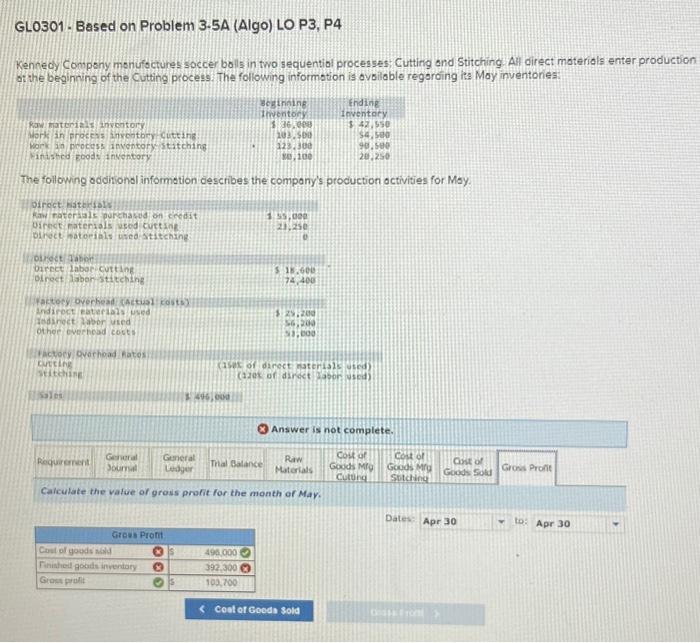 Company during the month of May. General Ledger tab - One of