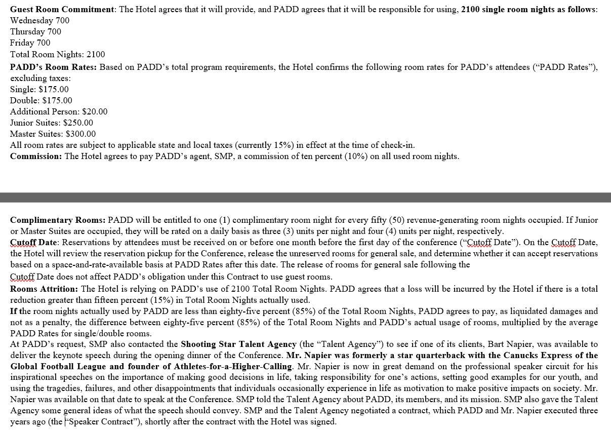 and/or alternatives. What is PADDs BATNA? What is the Hotels BATNA? Case