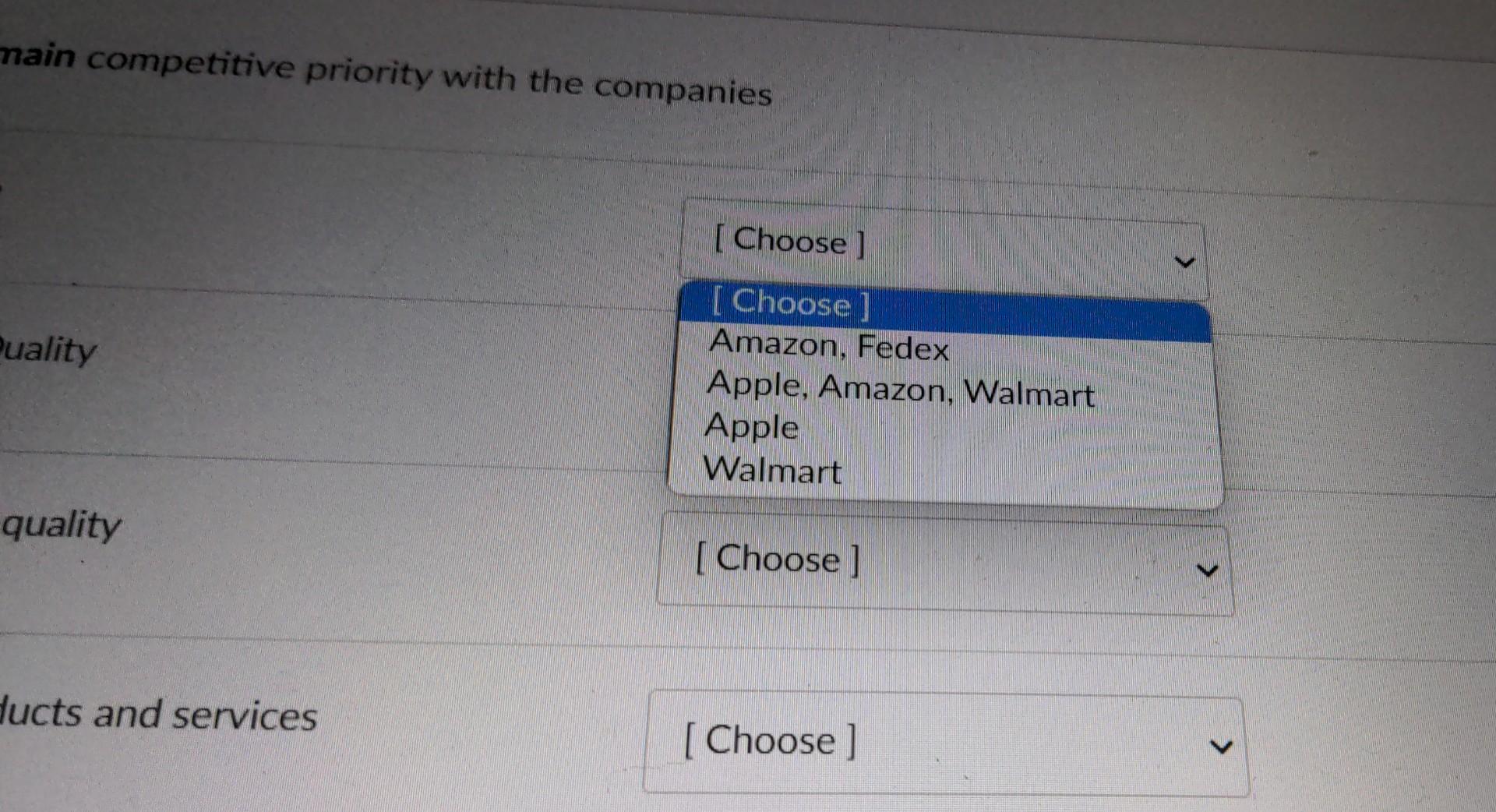 design decision long term control decision Match the main competitive priority with