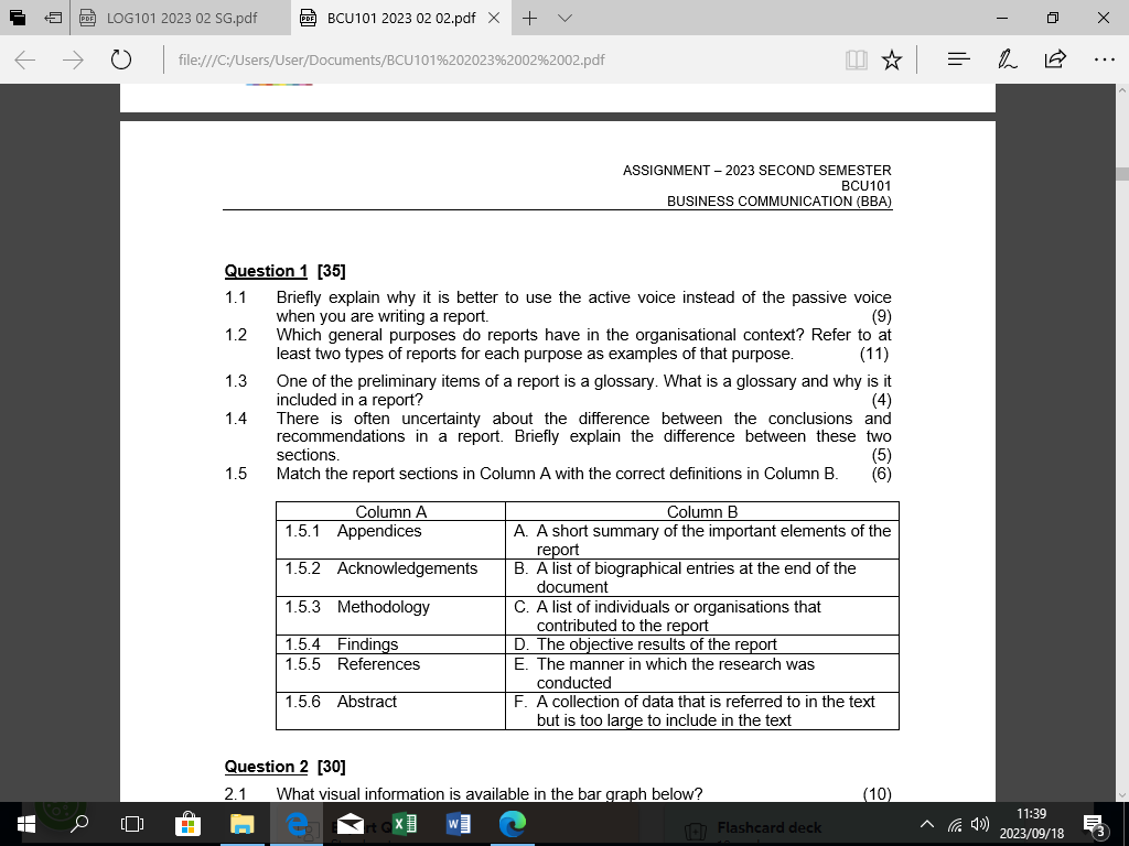  Question 1 [35] 1.1 Briefly explain why it is better to