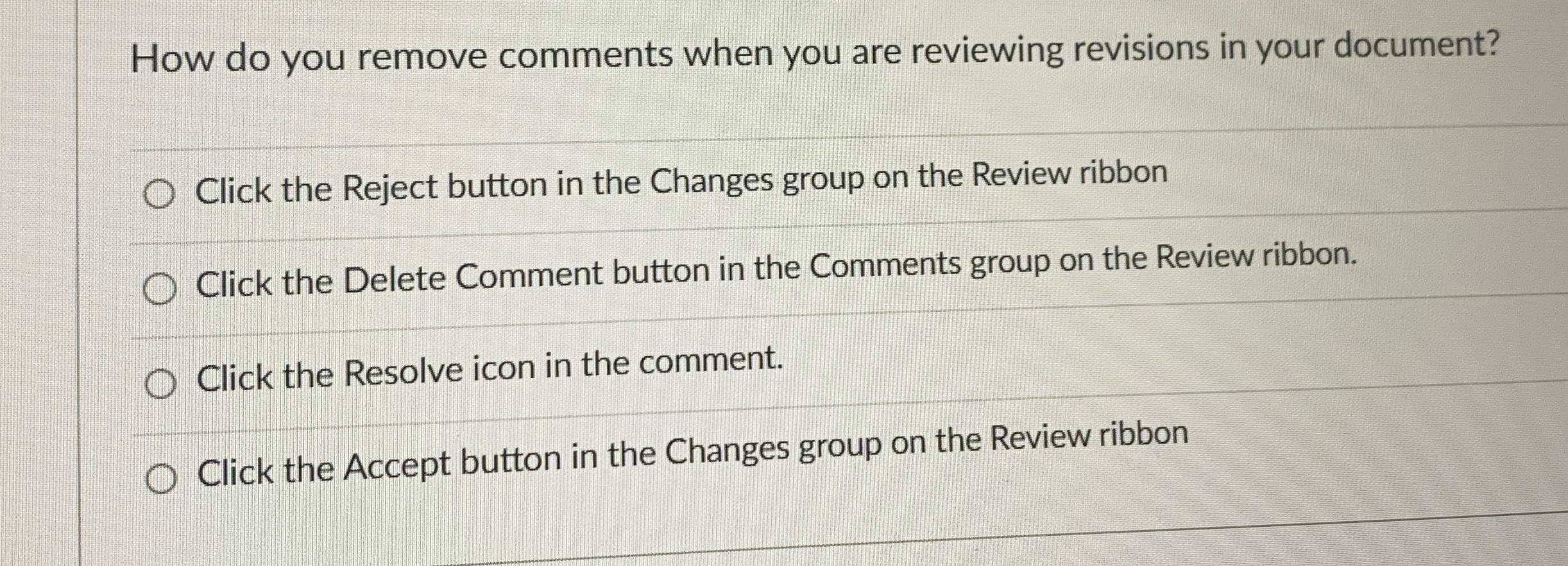  How do you remove comments when you are reviewing revisions in