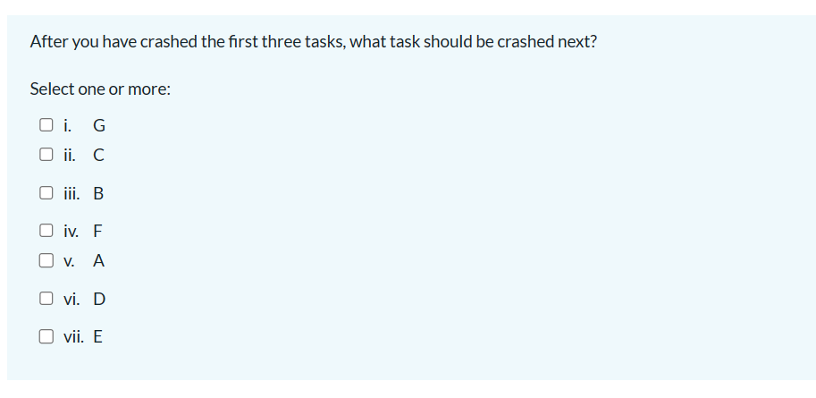 i. B ii. D iii. E iv. G v. F vi. A