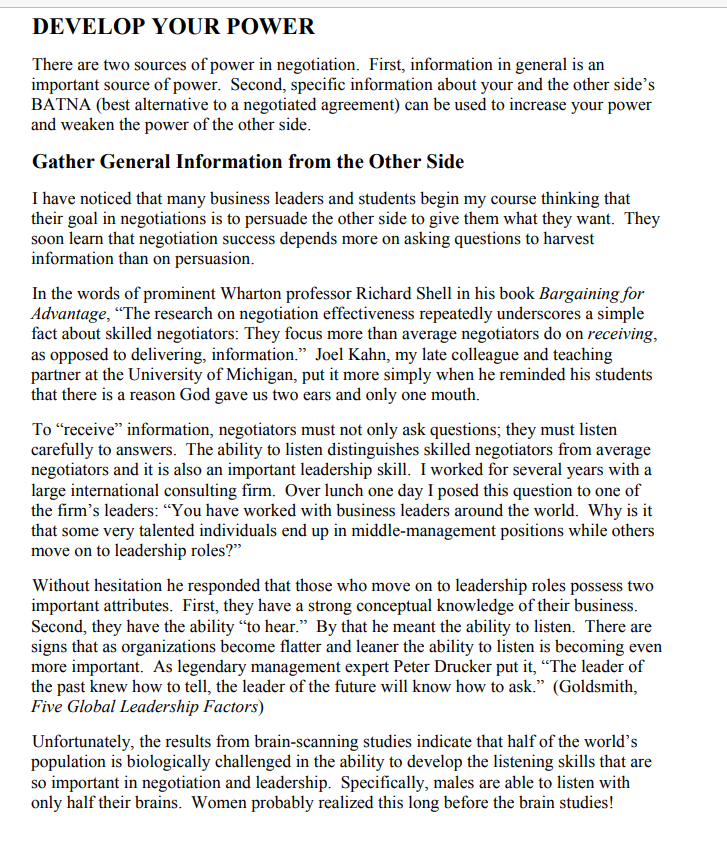  Please summerise above papers DEVELOP YOUR POWER There are two sources