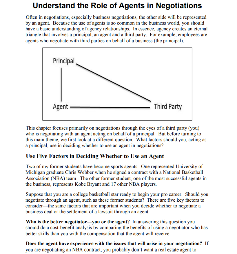 of power. Second, specific information about your and the other side's BATNA