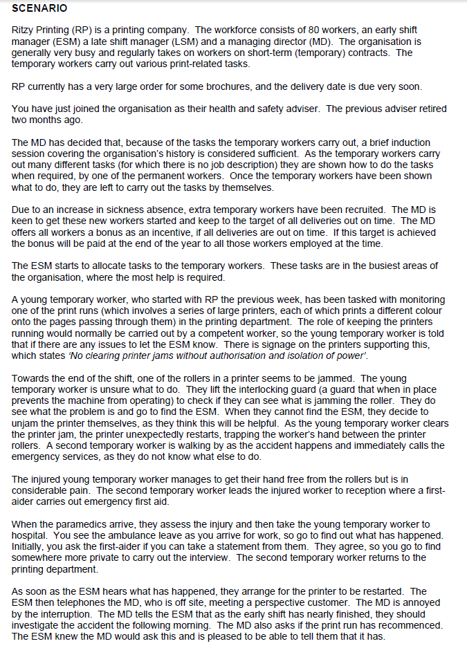  NEED ITS ACCURATE SOLUTION. Ritzy Printing (RP) is a printing company.