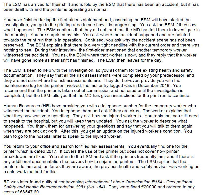 The workforce consists of 80 workers, an early shift manager (ESM) a