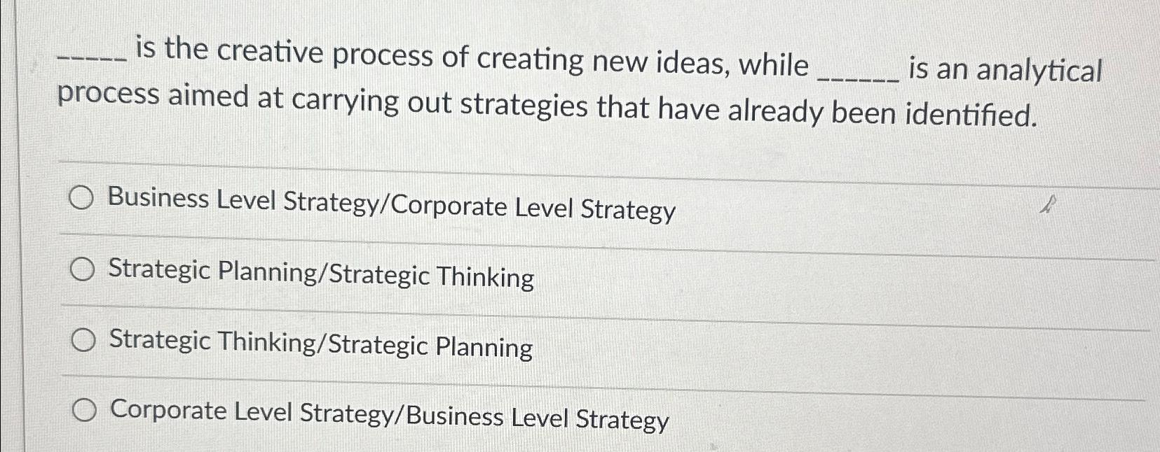  is the creative process of creating new ideas, while is an