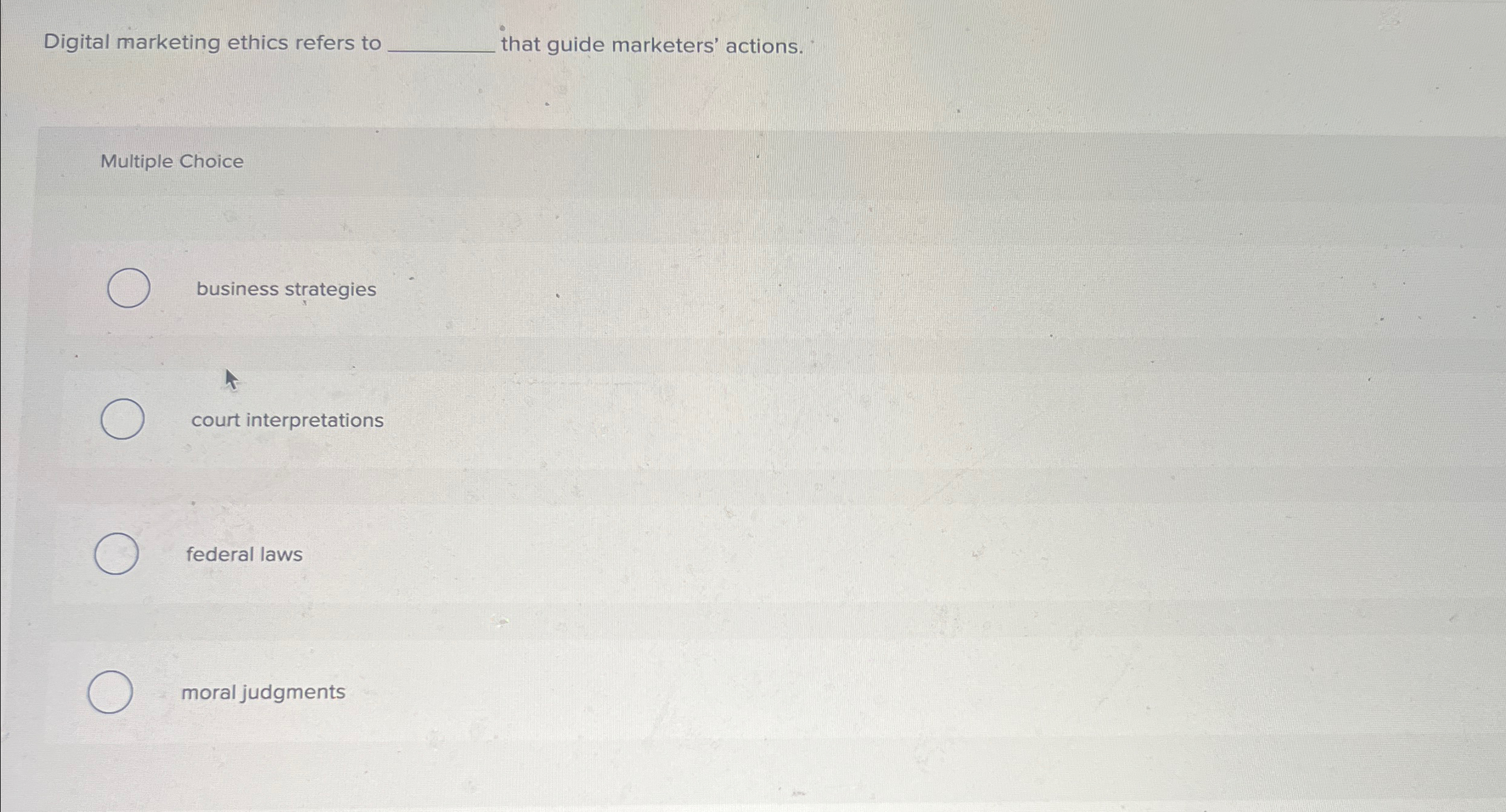  Digital marketing ethics refers to that guide marketers' actions. Multiple Choice