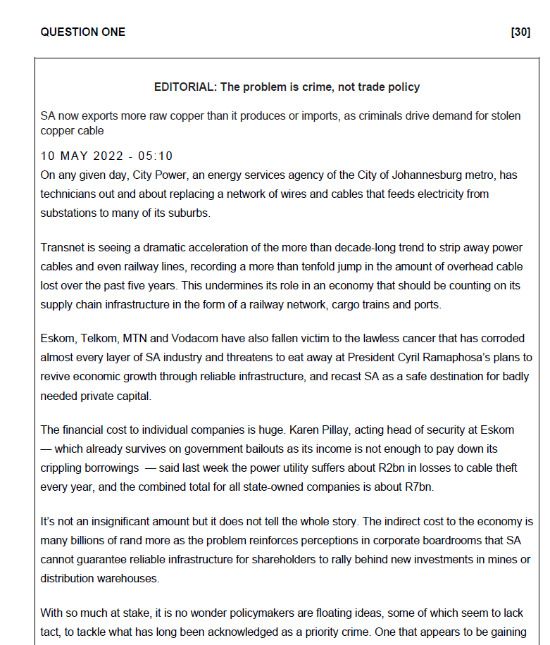  QUESTION THREE [30] 3.1 Highlight the requirements for a layout to