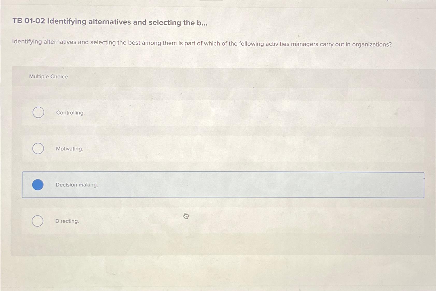  TB 01-02 Identifying alternatives and selecting the b... Identifying alternatives and