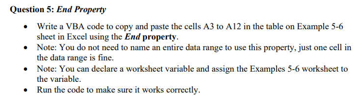 5. Complete in Excel and show your work Question 5: End Property