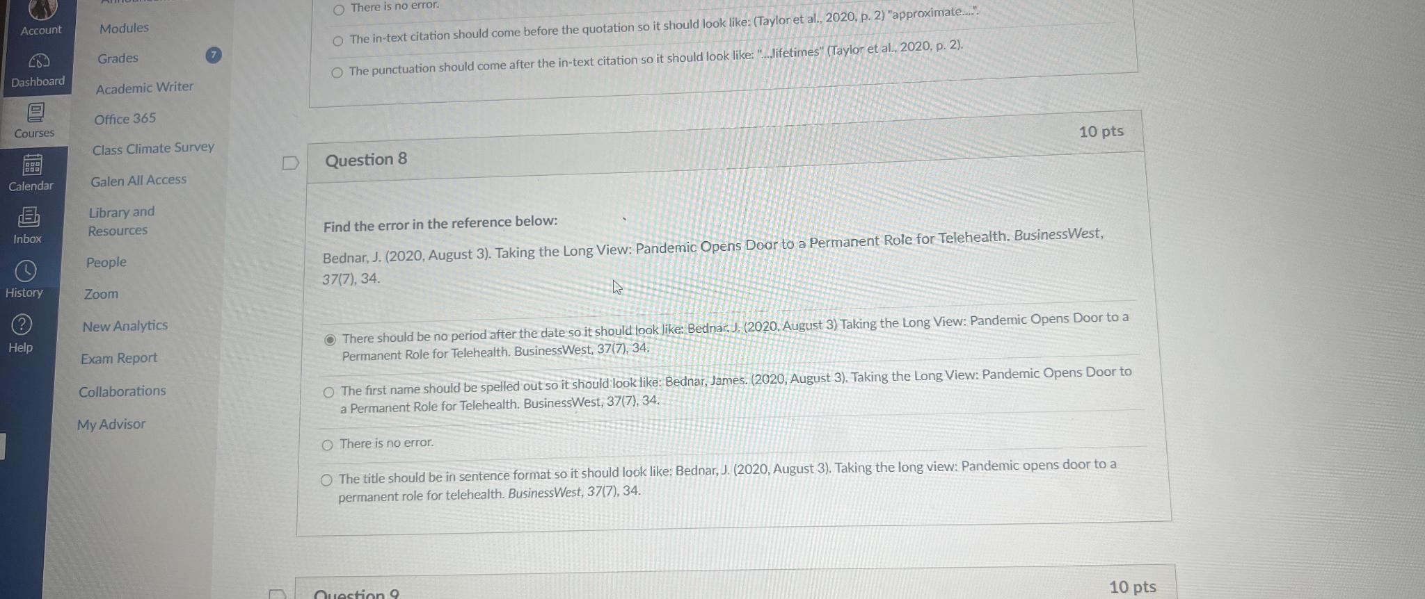  There is no error. Modules Grades Academic Writer Office 365 Class
