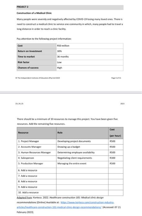 use the steps in the project selection process to outline how you