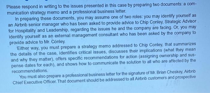  Please respond in writing to the issues presented in this case