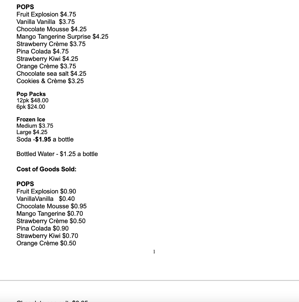 ice cream shop near the downtown shopping center. She will selling Frozen