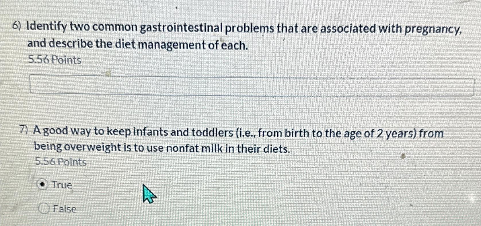  Identify two common gastrointestinal problems that are associated with pregnancy, and