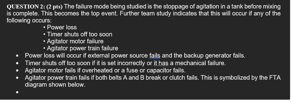 QUESTION 2: (2 pts) The failure mode being studied is the