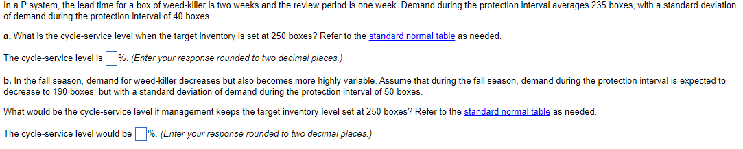 In a P system, the lead time for a box of