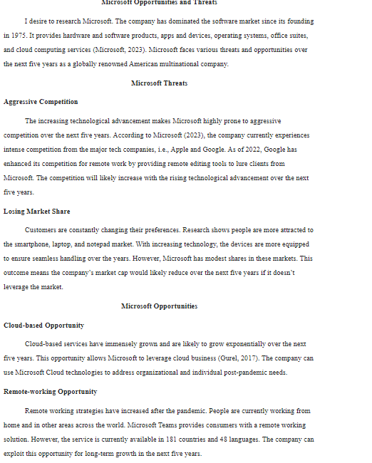 my question is do you think Microsoft will ever get pushed out