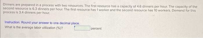 Dinners are prepared in a process with two resources. The first