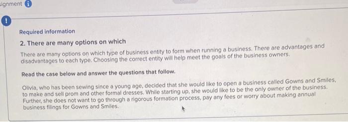  Required information 2. There are many options on which There are