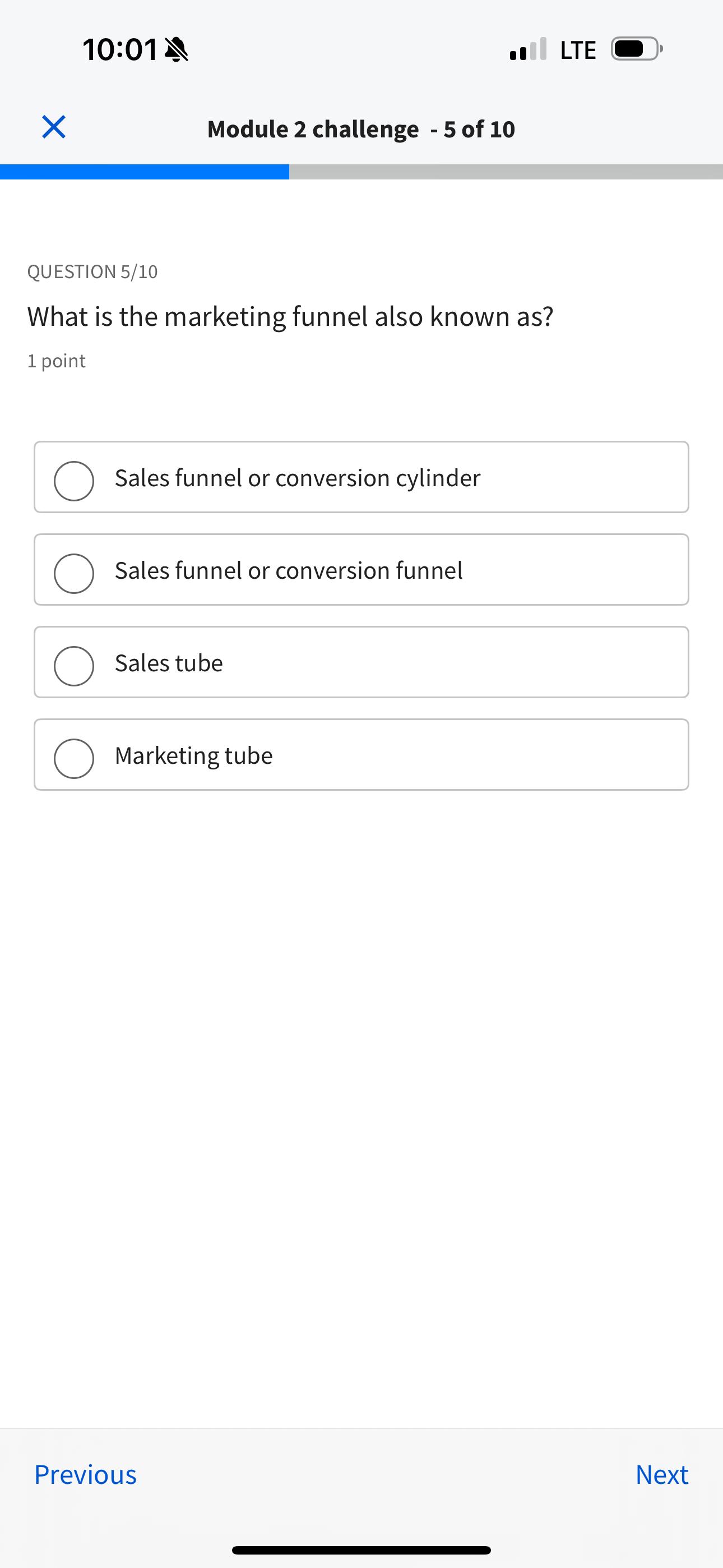  10:01 .|| LTE Module 2 challenge -5 of 10 QUESTION 5/10
